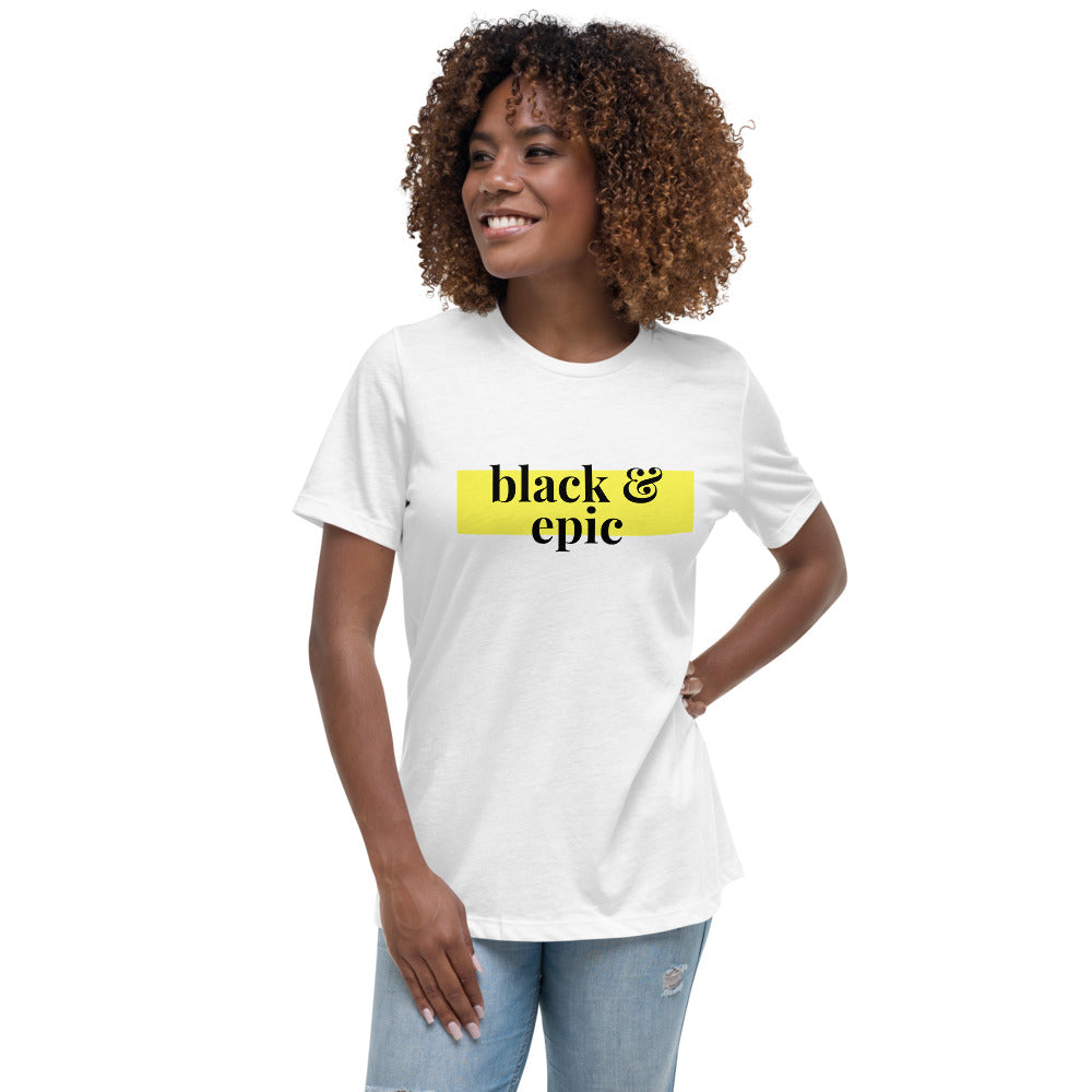 black & epic women's short sleeve white tee